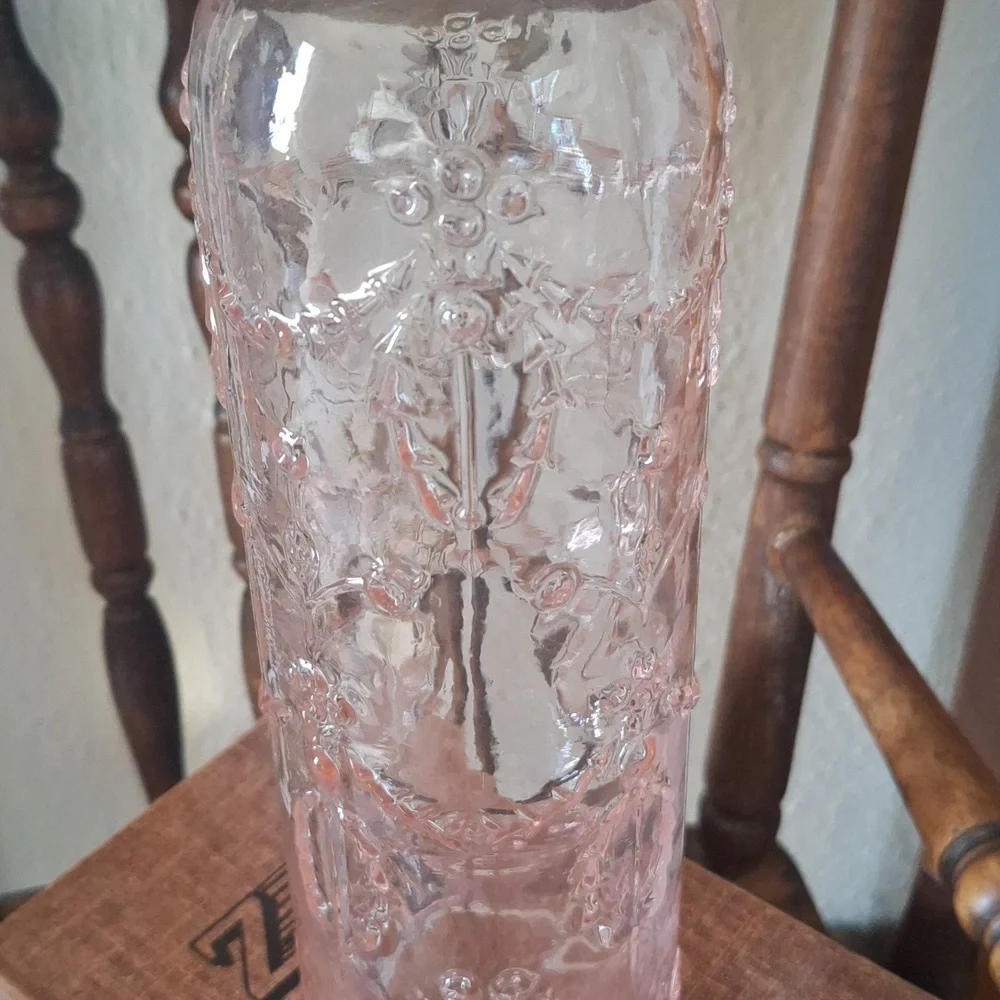 Midcentury Pink Glass Decorative Bottle/Made in Italy/Vintage Wine Carafe